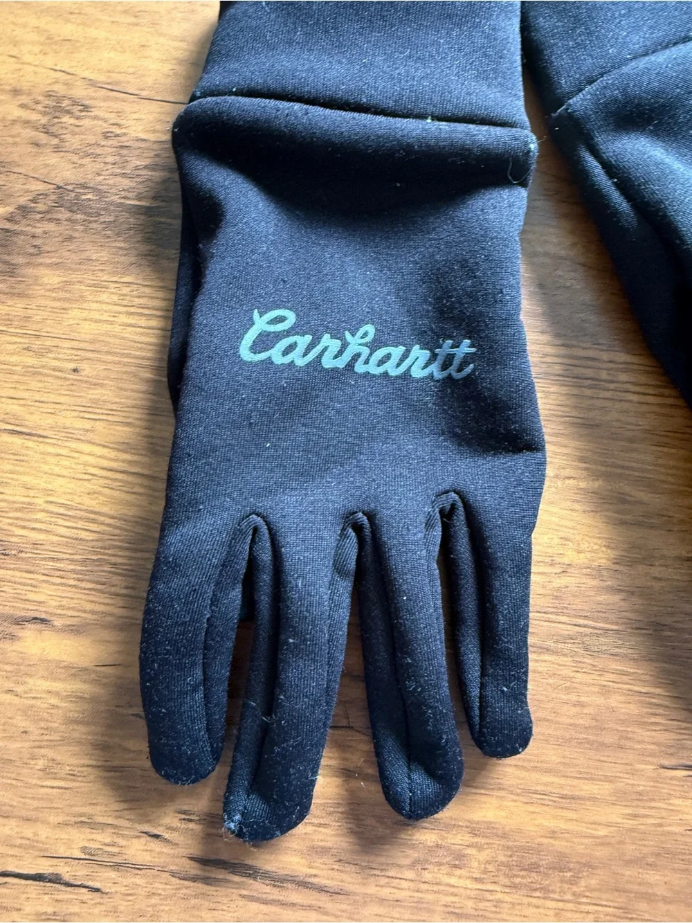 Carhartt Black Gloves with Light Blue Logo size M